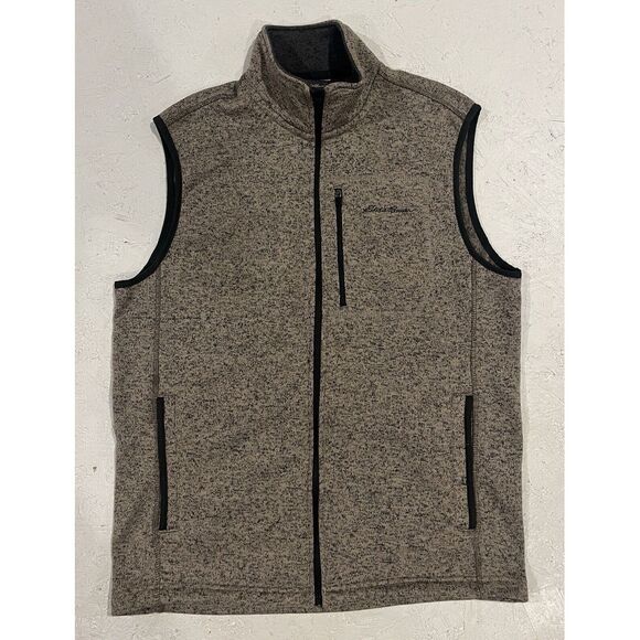 Eddie Bauer Other - Eddie Bauer Fleece Vest Men's Size Medium Full Zip Collared Gray Heather‎ Beige